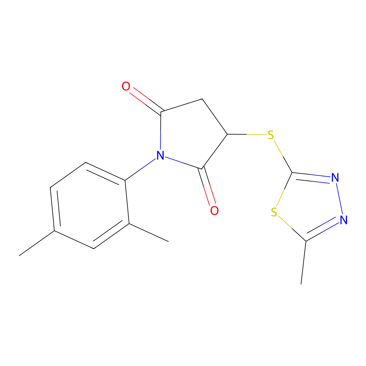 1-(2,4-Dimethylphenyl)-3-[(5-methyl-1,3,4-thiadiazol-2-yl)sulfanyl]pyrrolidine-2,5-dione molecular structure, CAS 354993-70-7