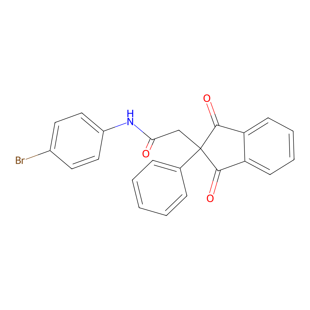 N-(4-bromophenyl)-2-(1,3-dioxo-2-phenylinden-2-yl)acetamide molecular structure, CAS 354993-74-1