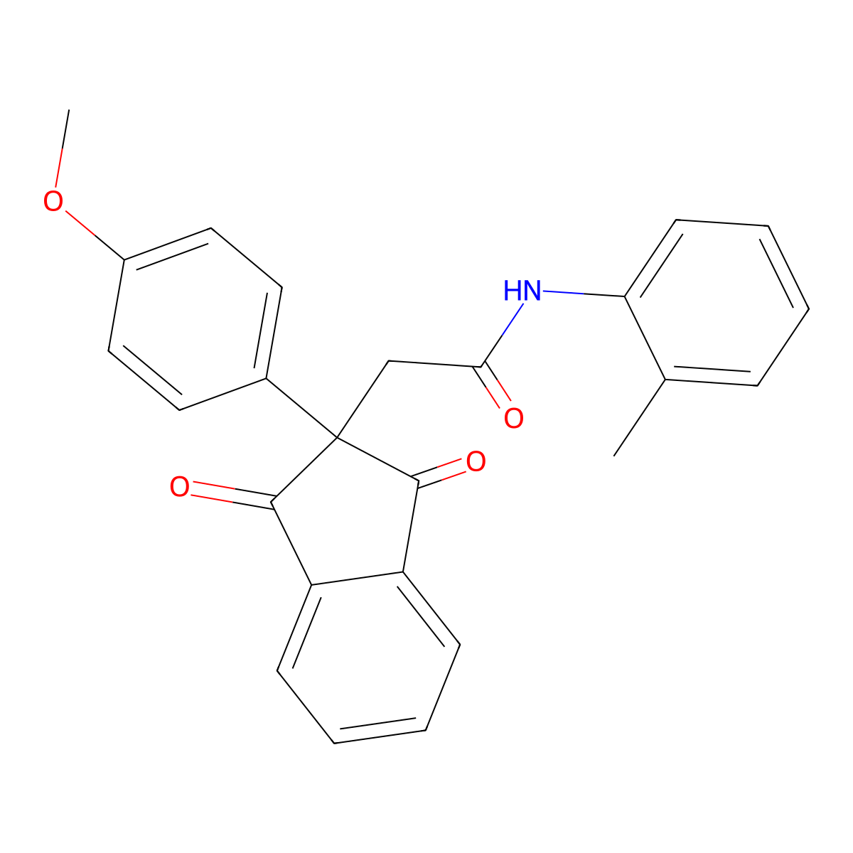 2-[2-(4-methoxyphenyl)-1,3-dioxo-2,3-dihydro-1H-inden-2-yl]-N-(2-methylphenyl)acetamide molecular structure, CAS 354993-75-2