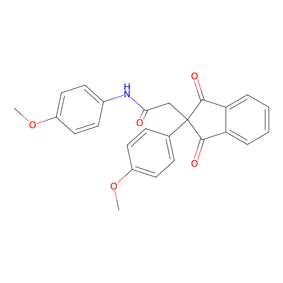 N-(4-methoxyphenyl)-2-[2-(4-methoxyphenyl)-1,3-dioxoinden-2-yl]acetamide molecular structure, CAS 354993-77-4