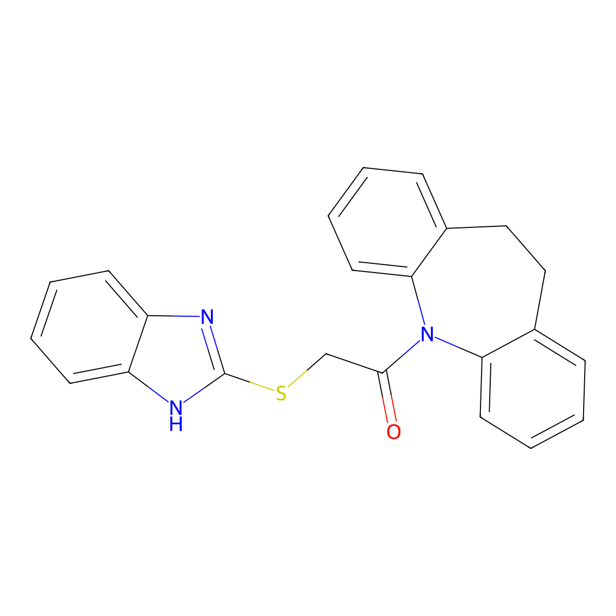 2-(1H-benzimidazol-2-ylsulfanyl)-1-(5,6-dihydrobenzo[b][1]benzazepin-11-yl)ethanone molecular structure, CAS 354994-02-8