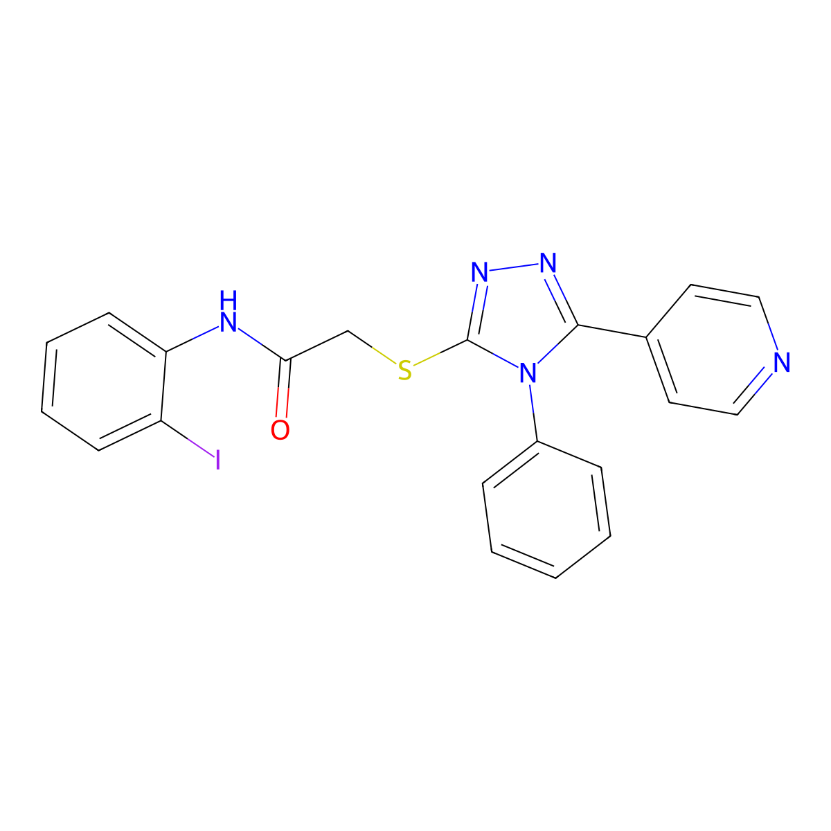 N-(2-iodophenyl)-2-[(4-phenyl-5-pyridin-4-yl-1,2,4-triazol-3-yl)sulfanyl]acetamide molecular structure, CAS 354994-58-4