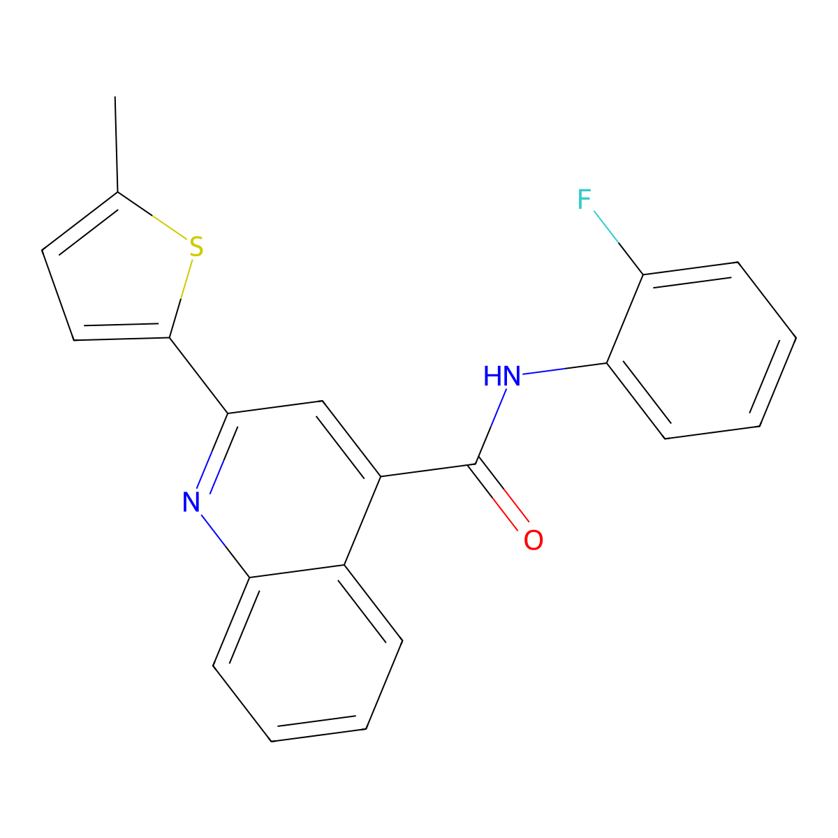 N-(2-fluorophenyl)-2-(5-methylthiophen-2-yl)quinoline-4-carboxamide molecular structure, CAS 354994-62-0