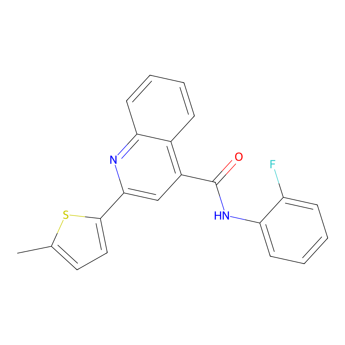 N-(2-fluorophenyl)-2-(5-methylthiophen-2-yl)quinoline-4-carboxamide molecular structure, CAS 354994-62-0