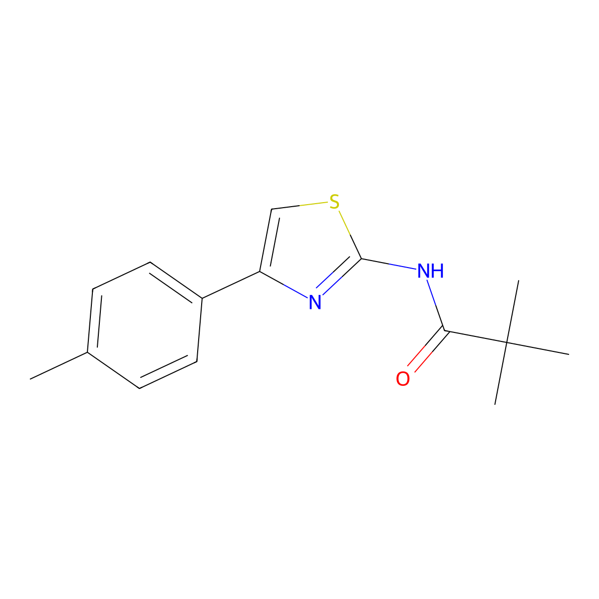 2,2-dimethyl-N-[4-(4-methylphenyl)-1,3-thiazol-2-yl]propanamide molecular structure, CAS 354994-88-0