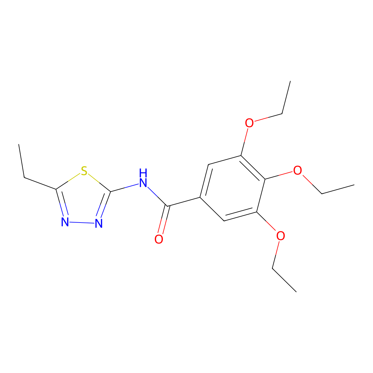 3,4,5-triethoxy-N-(5-ethyl-1,3,4-thiadiazol-2-yl)benzamide molecular structure, CAS 354995-07-6