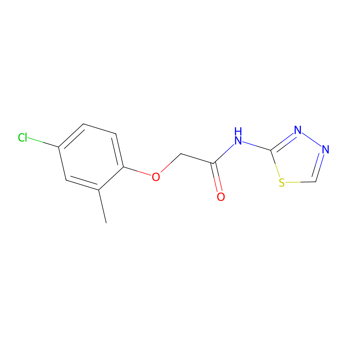 2-(4-chloro-2-methylphenoxy)-N-(1,3,4-thiadiazol-2-yl)acetamide molecular structure, CAS 354995-15-6