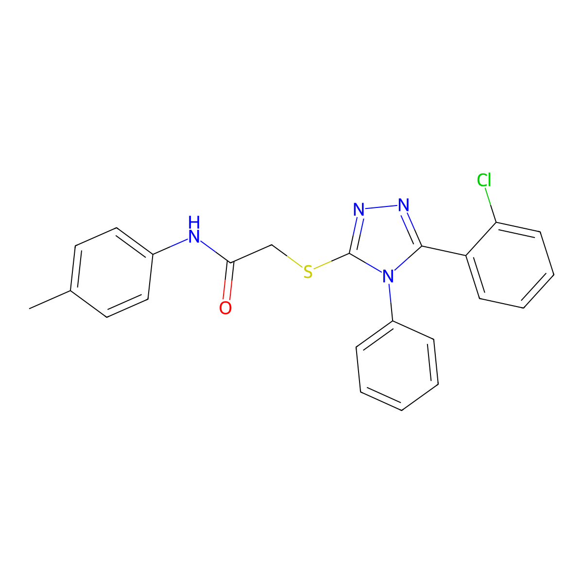 2-{[5-(2-chlorophenyl)-4-phenyl-4H-1,2,4-triazol-3-yl]sulfanyl}-N-(4-methylphenyl)acetamide molecular structure, CAS 354995-17-8