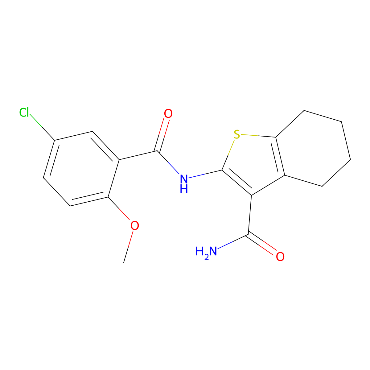 2-[(5-Chloro-2-methoxybenzoyl)amino]-4,5,6,7-tetrahydro-1-benzothiophene-3-carboxamide molecular structure, CAS 354996-08-0
