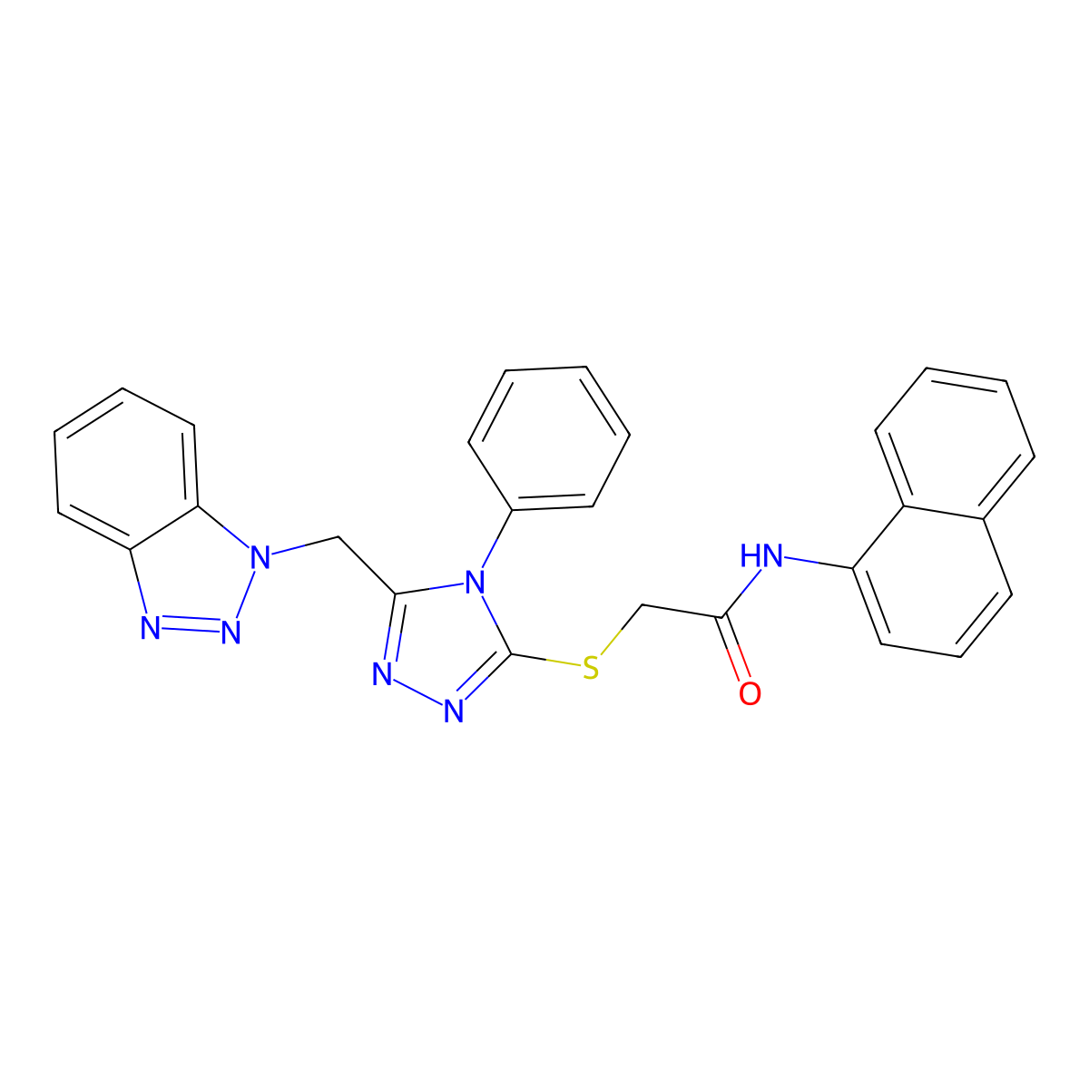 2-[[5-(benzotriazol-1-ylmethyl)-4-phenyl-1,2,4-triazol-3-yl]sulfanyl]-N-naphthalen-1-ylacetamide molecular structure, CAS 354996-41-1