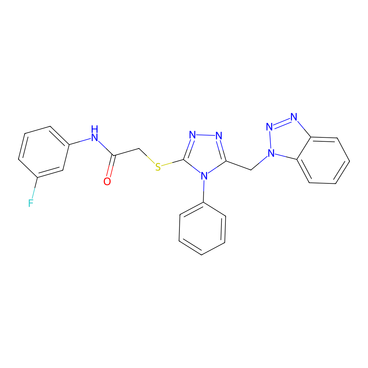 2-[[5-(benzotriazol-1-ylmethyl)-4-phenyl-1,2,4-triazol-3-yl]sulfanyl]-N-(3-fluorophenyl)acetamide molecular structure, CAS 354996-65-9