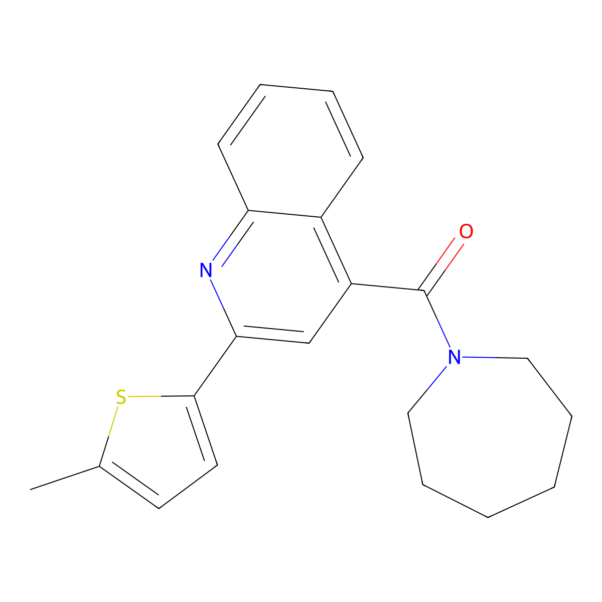Azepan-1-yl-[2-(5-methylthiophen-2-yl)quinolin-4-yl]methanone molecular structure, CAS 354996-68-2
