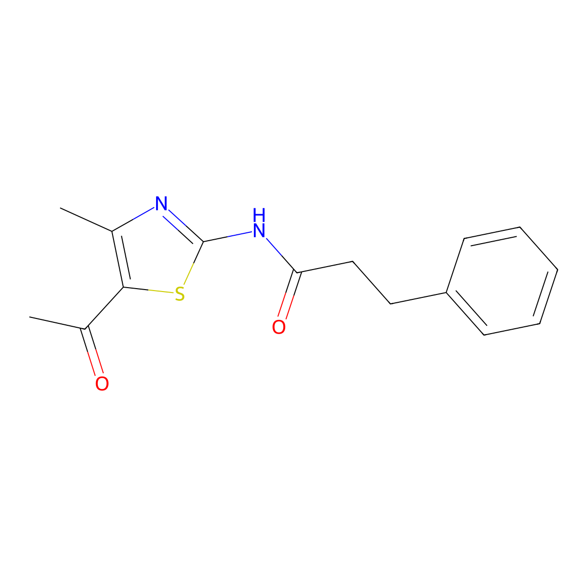 N-(5-Acetyl-4-methyl-1,3-thiazol-2-yl)-3-phenylpropanamide molecular structure, CAS 354996-85-3