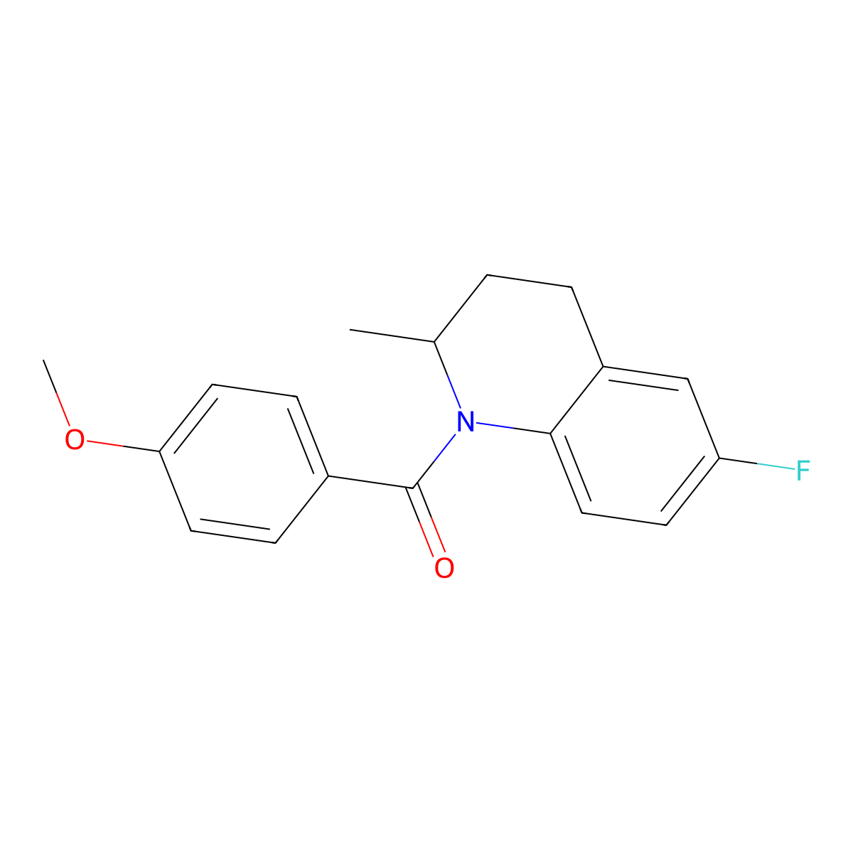 (6-fluoro-2-methyl-3,4-dihydro-2H-quinolin-1-yl)-(4-methoxyphenyl)methanone molecular structure, CAS 354997-13-0
