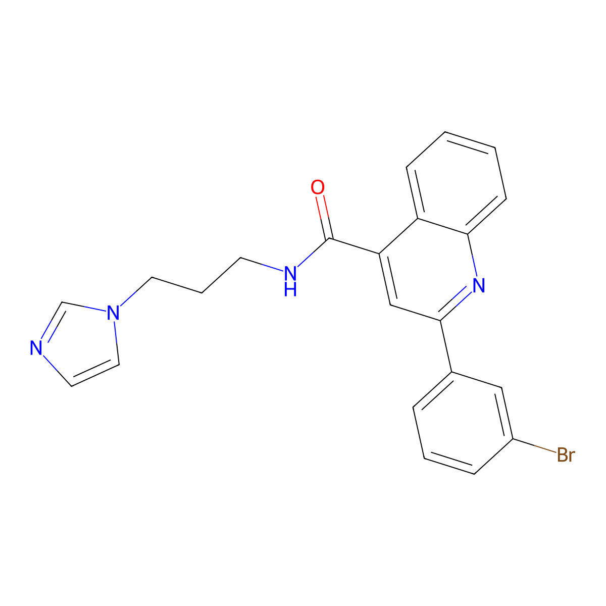 2-(3-bromophenyl)-N-(3-imidazol-1-ylpropyl)quinoline-4-carboxamide molecular structure, CAS 354997-26-5