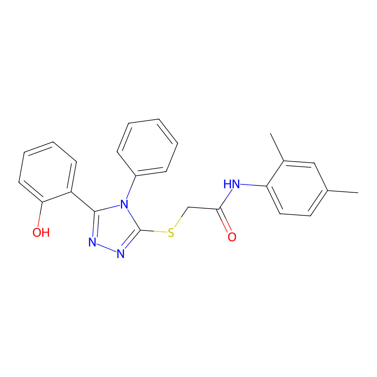 N-(2,4-dimethylphenyl)-2-{[5-(2-hydroxyphenyl)-4-phenyl-4H-1,2,4-triazol-3-yl]sulfanyl}acetamide molecular structure, CAS 354997-79-8