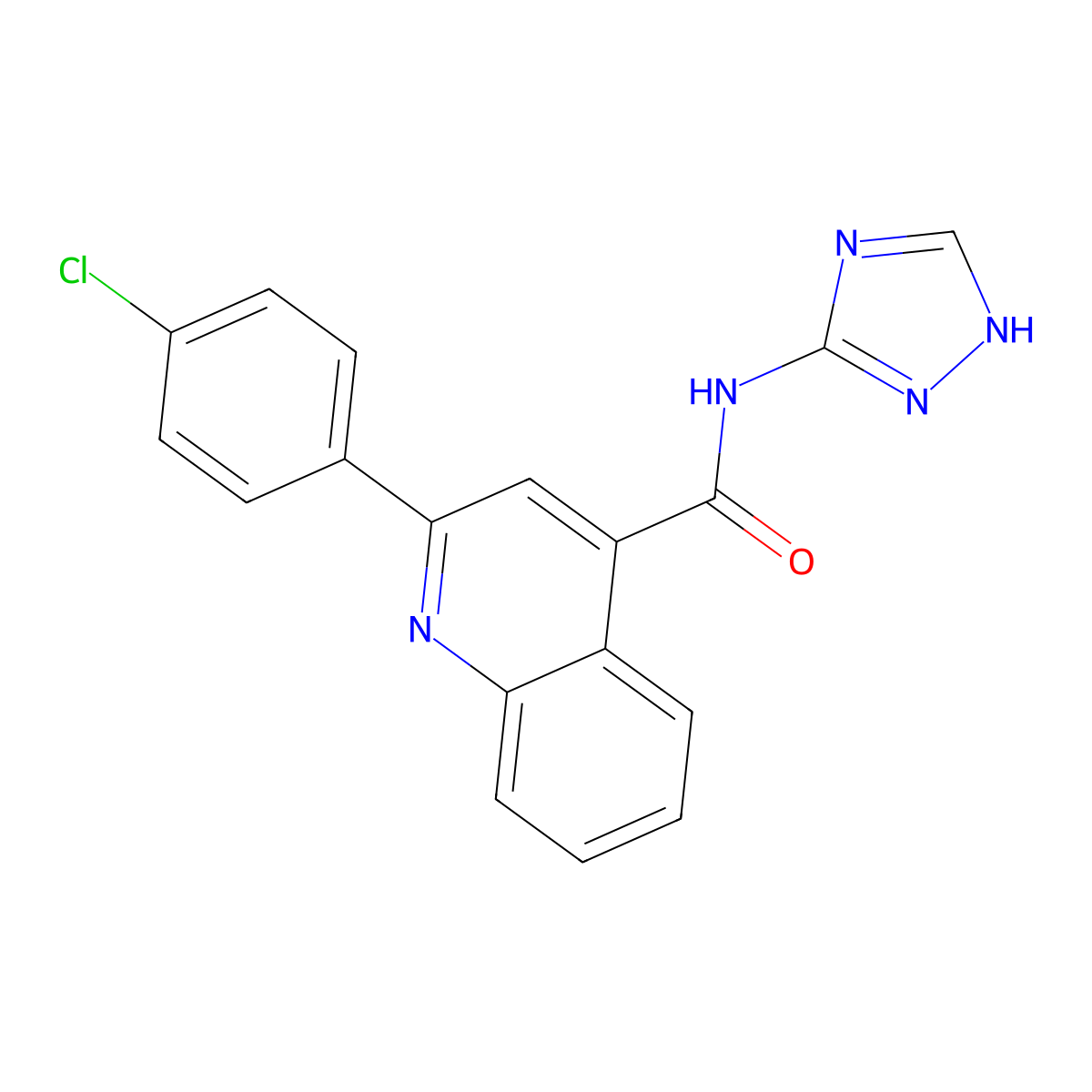 2-(4-chlorophenyl)-N-(1H-1,2,4-triazol-5-yl)quinoline-4-carboxamide molecular structure, CAS 354998-01-9
