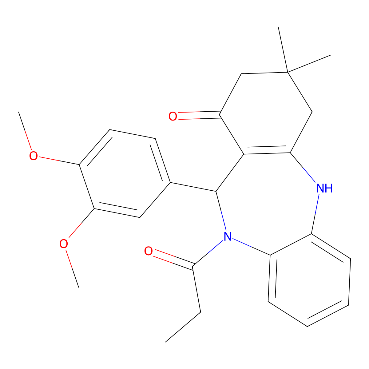 6-(3,4-Dimethoxyphenyl)-9,9-dimethyl-5-propanoyl-6,8,10,11-tetrahydrobenzo[b][1,4]benzodiazepin-7-one molecular structure, CAS 354998-13-3