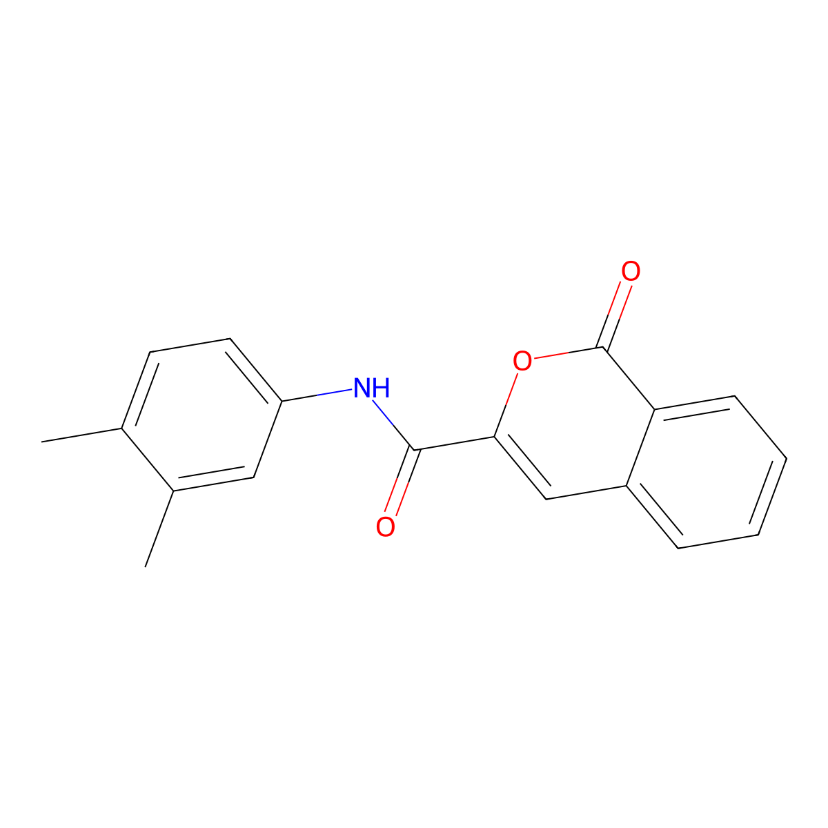 N-(3,4-dimethylphenyl)-1-oxo-1H-isochromene-3-carboxamide molecular structure, CAS 354999-94-3