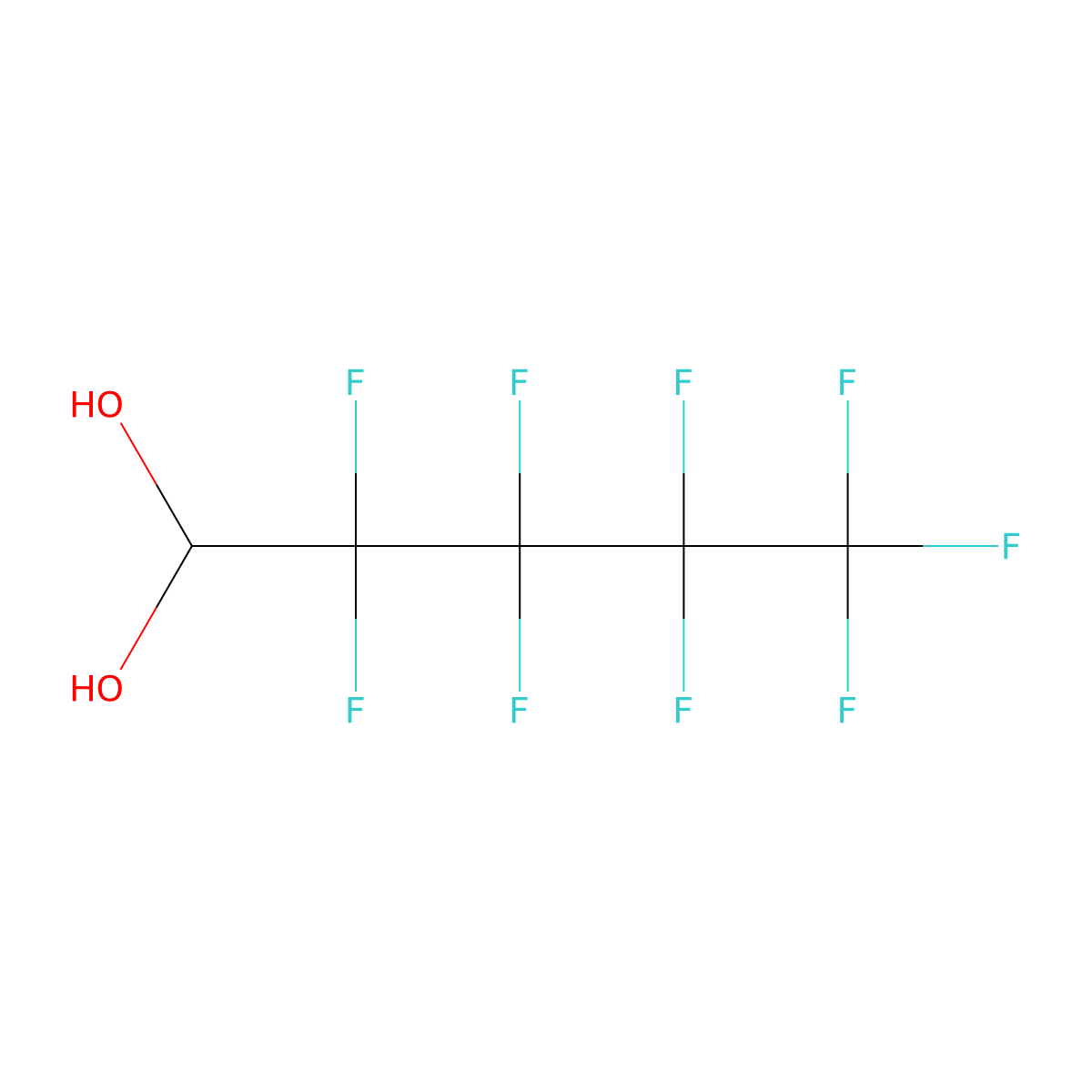 2,2,3,3,4,4,5,5,5-Nonafluoropentane-1,1-diol molecular structure, CAS 355-30-6