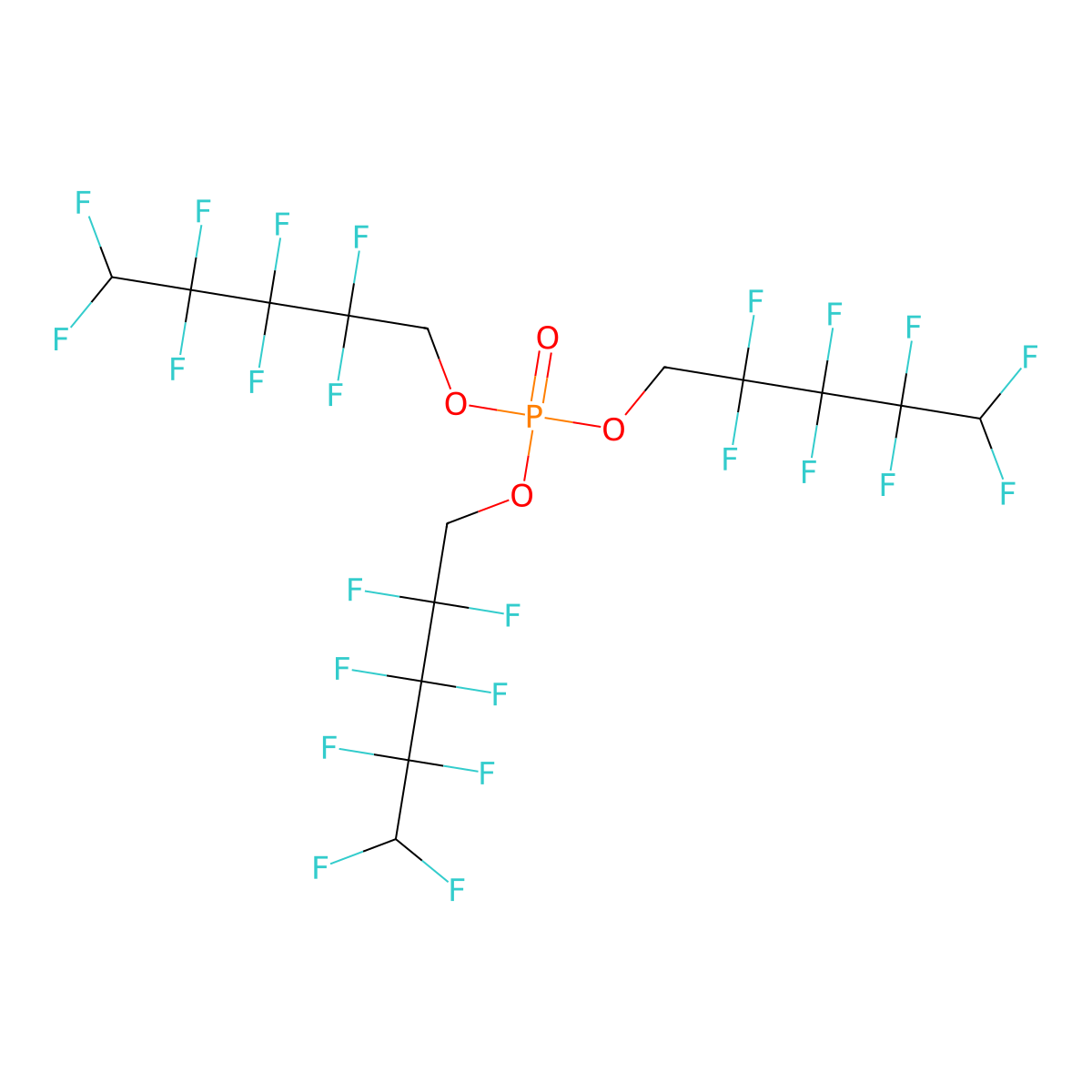 Tris(2,2,3,3,4,4,5,5-octafluoropentyl) phosphate molecular structure, CAS 355-86-2