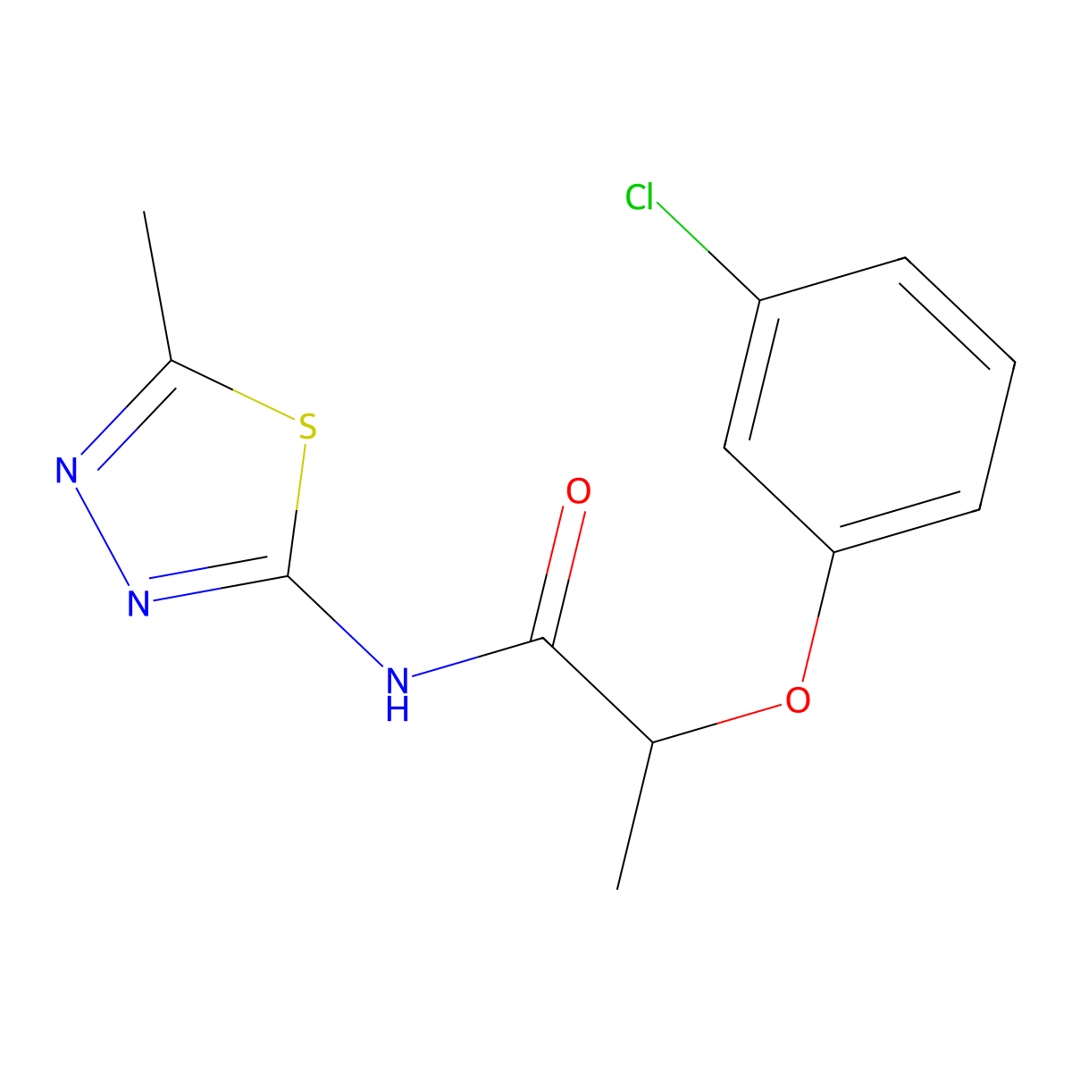 2-(3-chlorophenoxy)-N-(5-methyl-1,3,4-thiadiazol-2-yl)propanamide molecular structure, CAS 355000-24-7