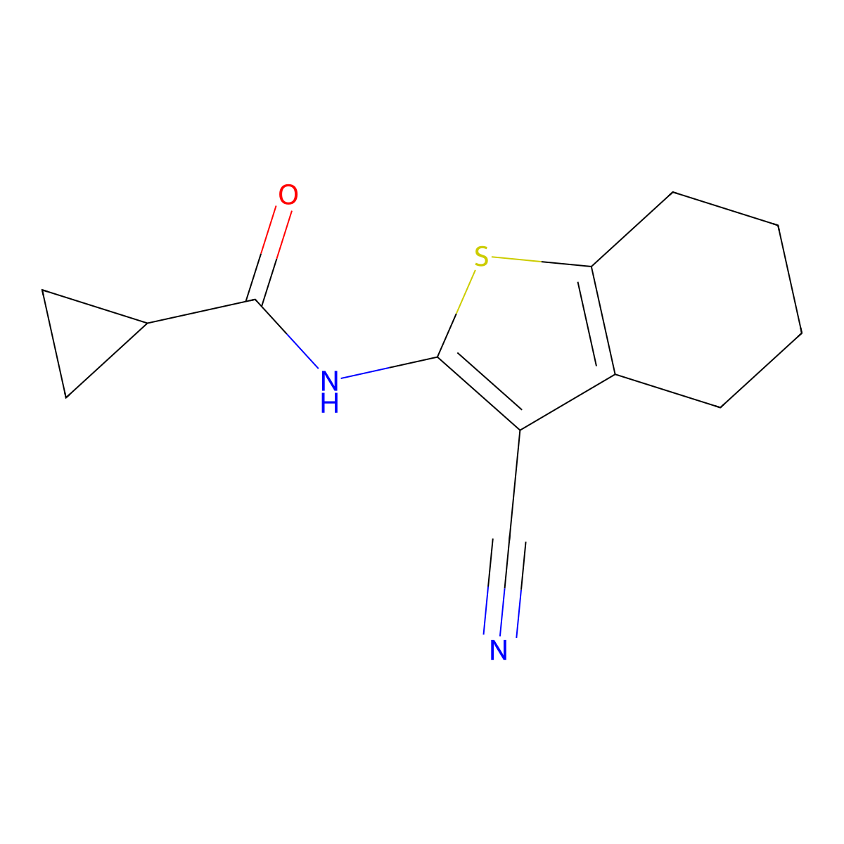 N-(3-cyano-4,5,6,7-tetrahydro-1-benzothiophen-2-yl)cyclopropanecarboxamide molecular structure, CAS 355000-40-7