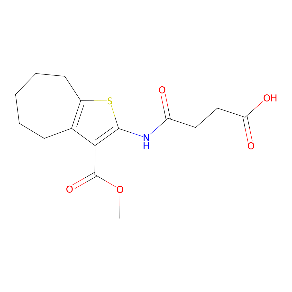4-[(3-methoxycarbonyl-5,6,7,8-tetrahydro-4H-cyclohepta[b]thiophen-2-yl)amino]-4-oxobutanoic acid molecular structure, CAS 355000-76-9