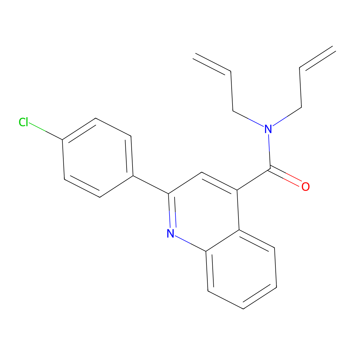 2-(4-chlorophenyl)-N,N-bis(prop-2-enyl)quinoline-4-carboxamide molecular structure, CAS 355000-78-1
