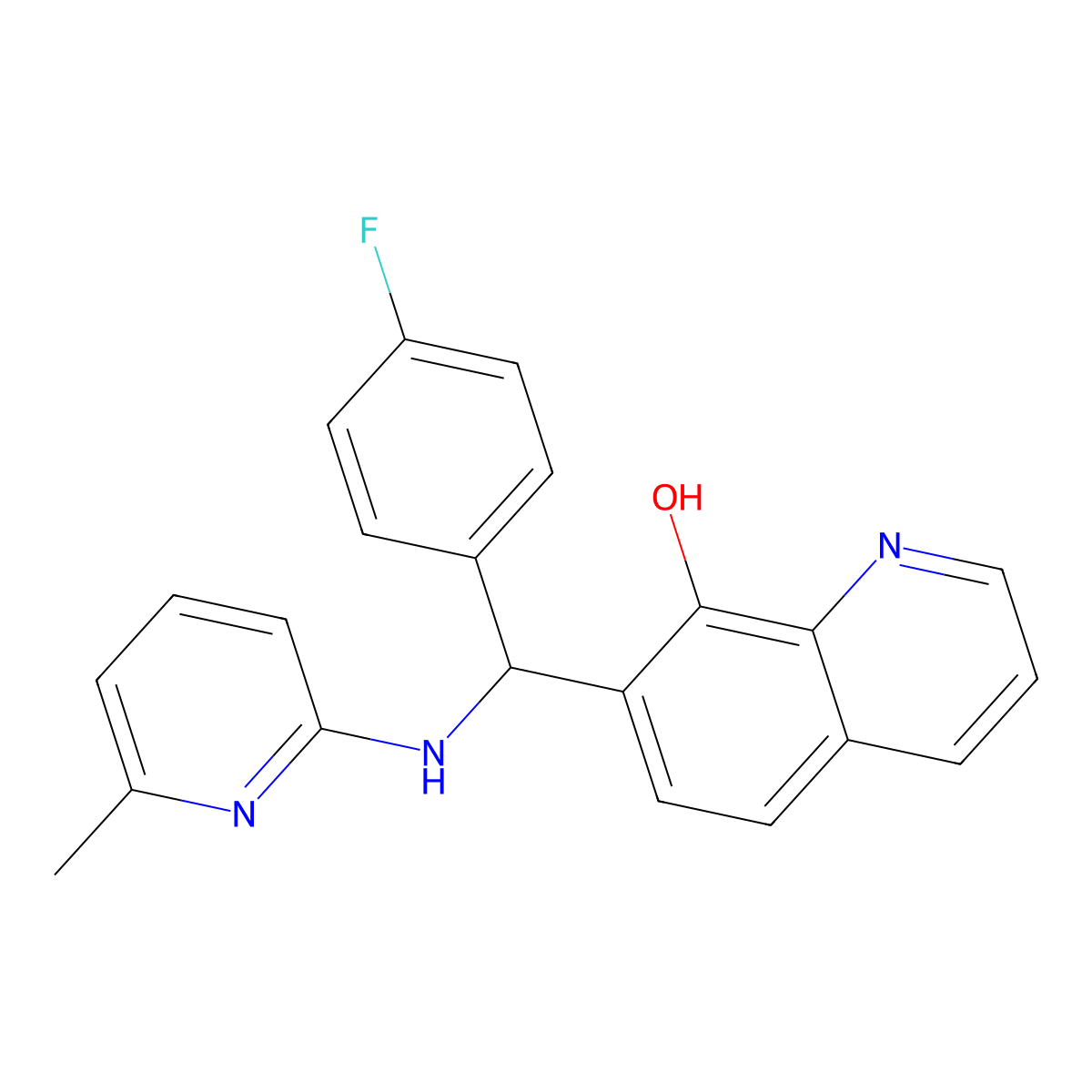7-[(4-Fluorophenyl)-[(6-methylpyridin-2-yl)amino]methyl]quinolin-8-ol molecular structure, CAS 355000-80-5