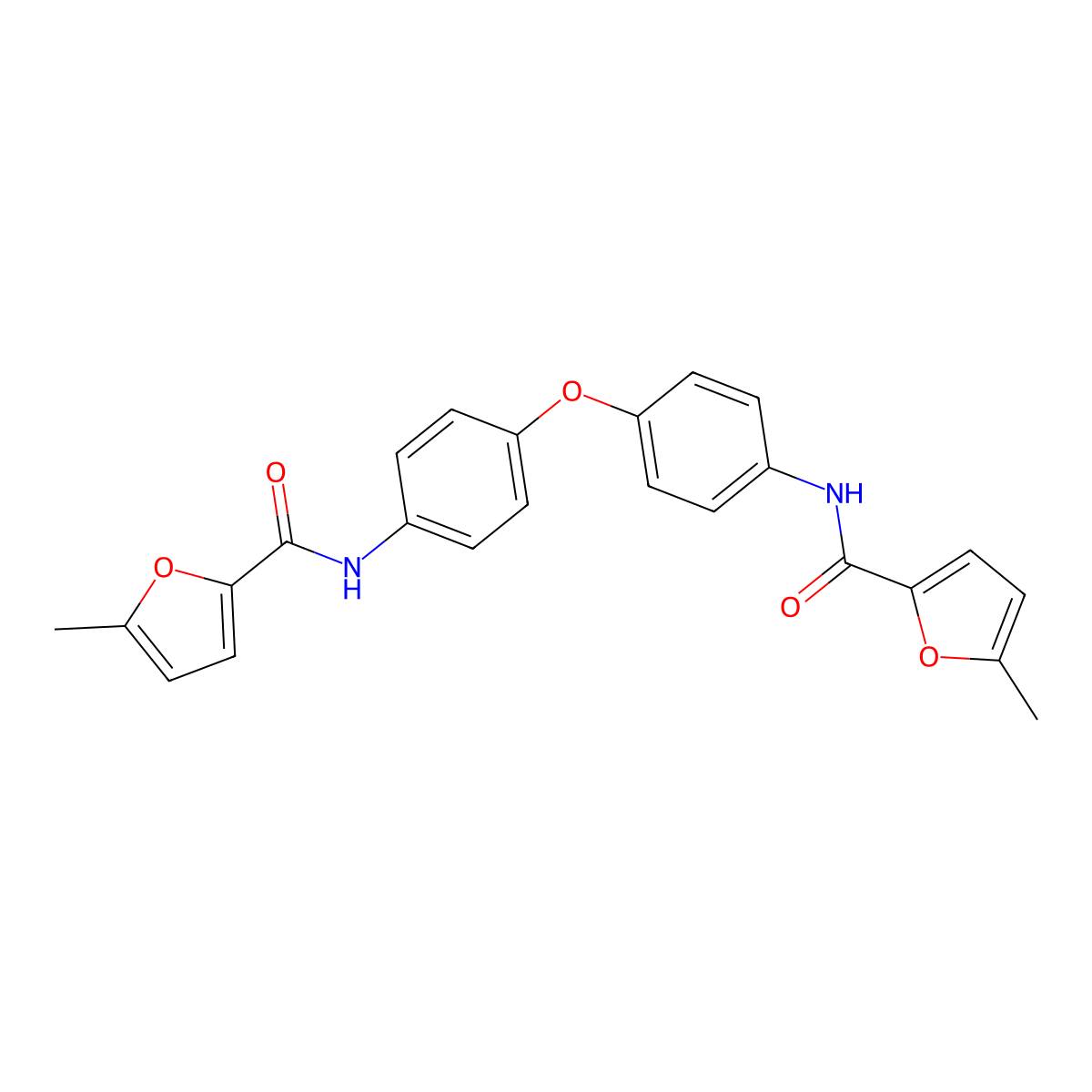 5-methyl-N-[4-[4-[(5-methylfuran-2-carbonyl)amino]phenoxy]phenyl]furan-2-carboxamide molecular structure, CAS 355001-42-2
