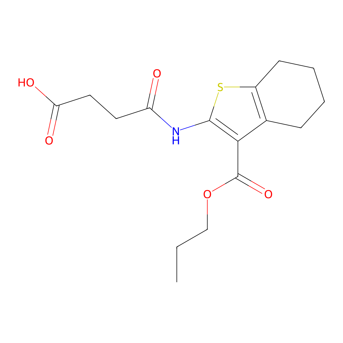 4-Oxo-4-[(3-propoxycarbonyl-4,5,6,7-tetrahydro-1-benzothiophen-2-yl)amino]butanoic acid molecular structure, CAS 355001-51-3