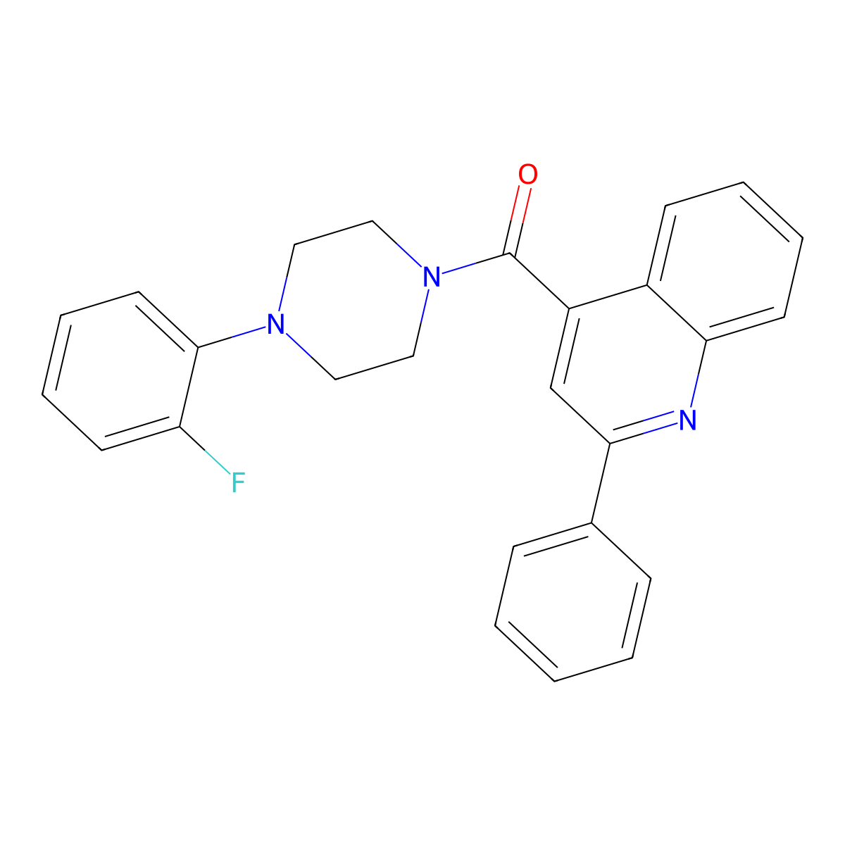 [4-(2-Fluorophenyl)piperazin-1-yl]-(2-phenylquinolin-4-yl)methanone molecular structure, CAS 355001-62-6