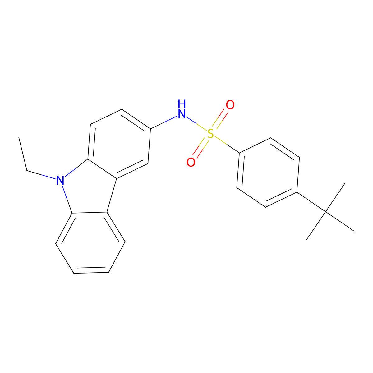 4-tert-butyl-N-(9-ethylcarbazol-3-yl)benzenesulfonamide molecular structure, CAS 355001-73-9