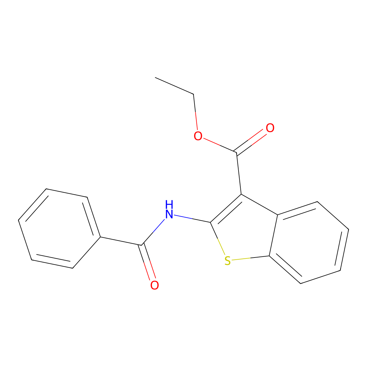 Ethyl 2-benzamido-1-benzothiophene-3-carboxylate molecular structure, CAS 355001-75-1