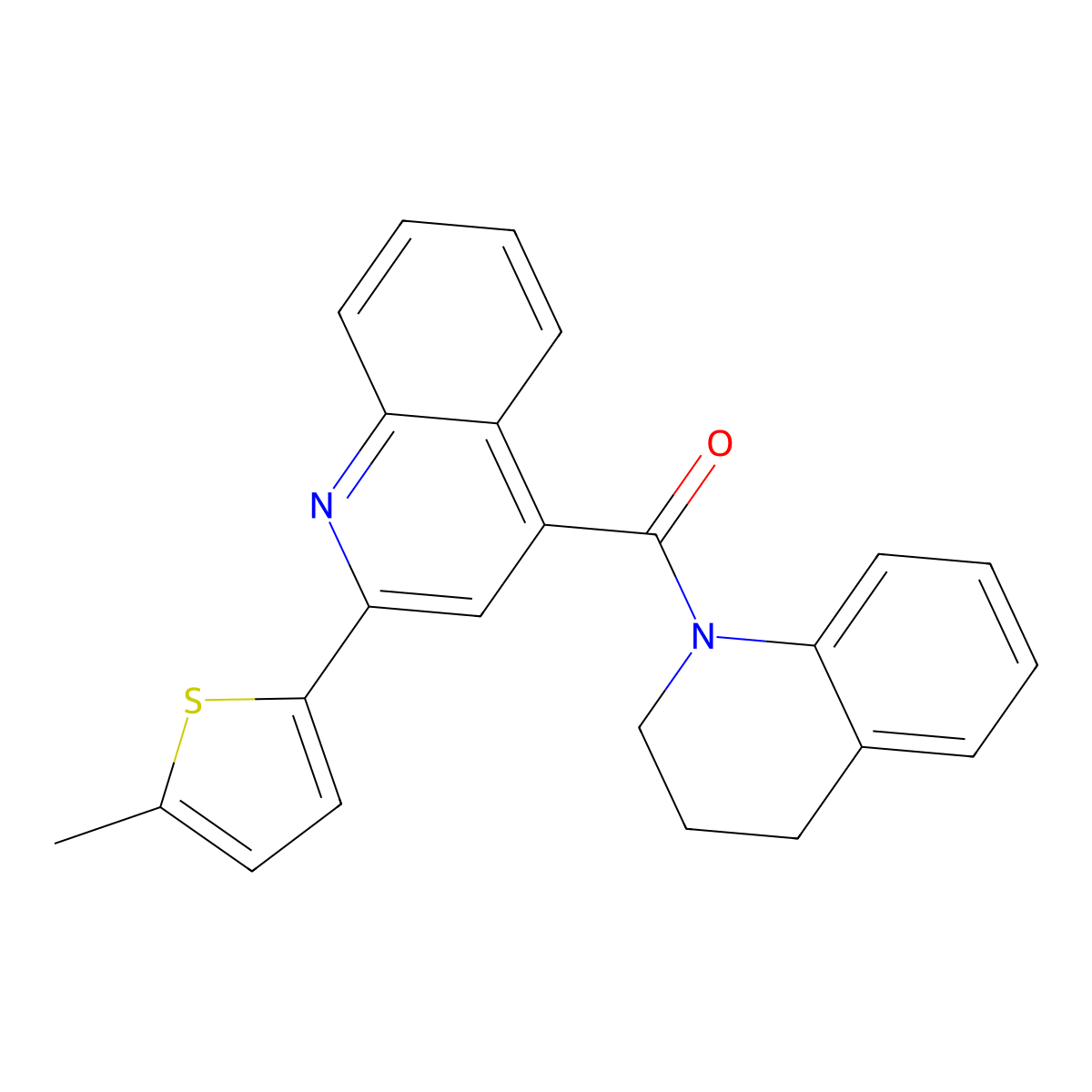 3,4-dihydro-2H-quinolin-1-yl-[2-(5-methylthiophen-2-yl)quinolin-4-yl]methanone molecular structure, CAS 355001-86-4