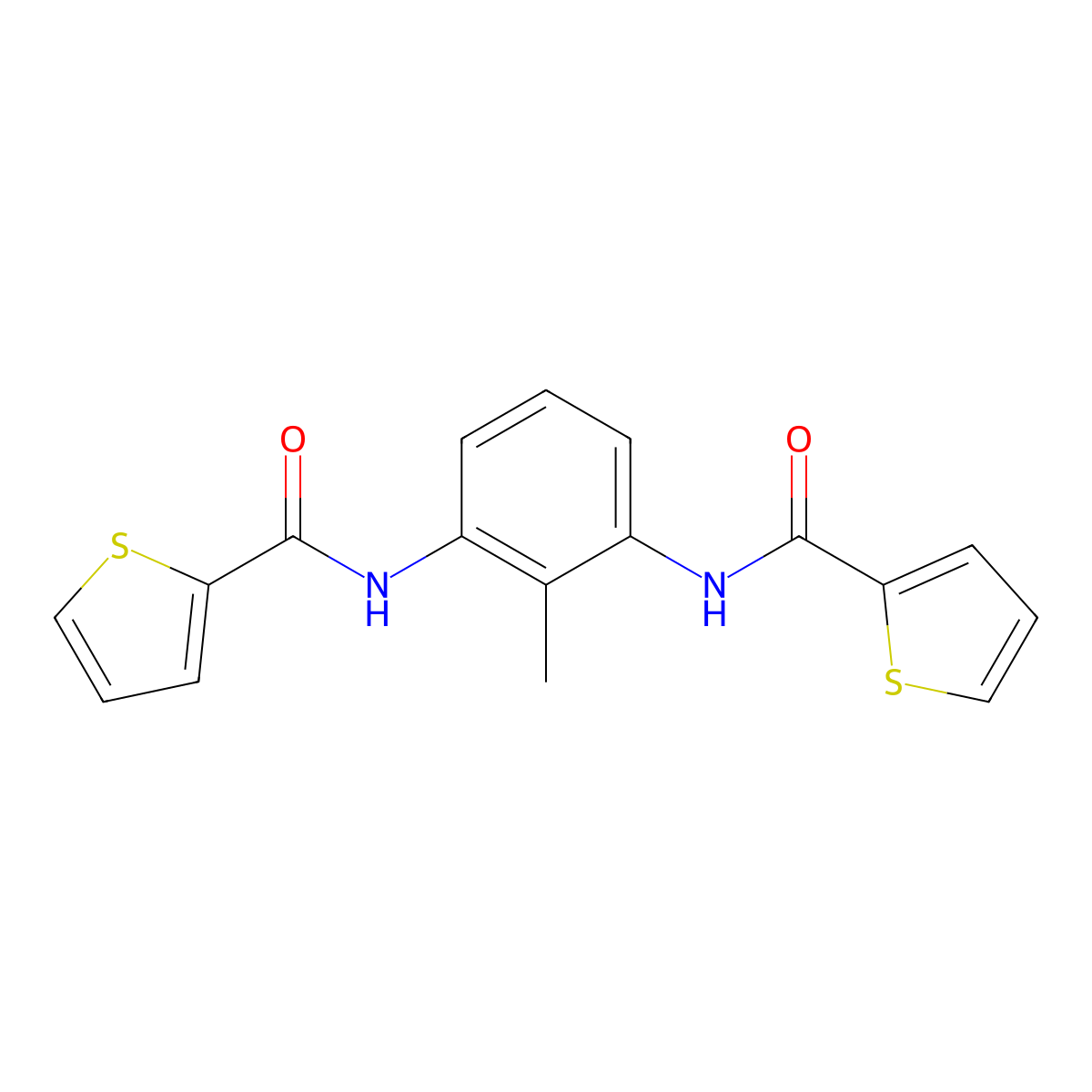 N-[2-methyl-3-(thiophene-2-carbonylamino)phenyl]thiophene-2-carboxamide molecular structure, CAS 355001-95-5