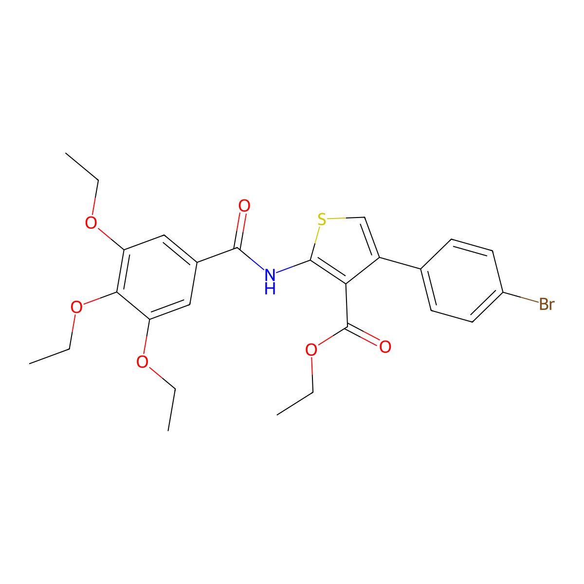Ethyl 4-(4-bromophenyl)-2-[(3,4,5-triethoxybenzoyl)amino]-3-thiophenecarboxylate molecular structure, CAS 355002-08-3