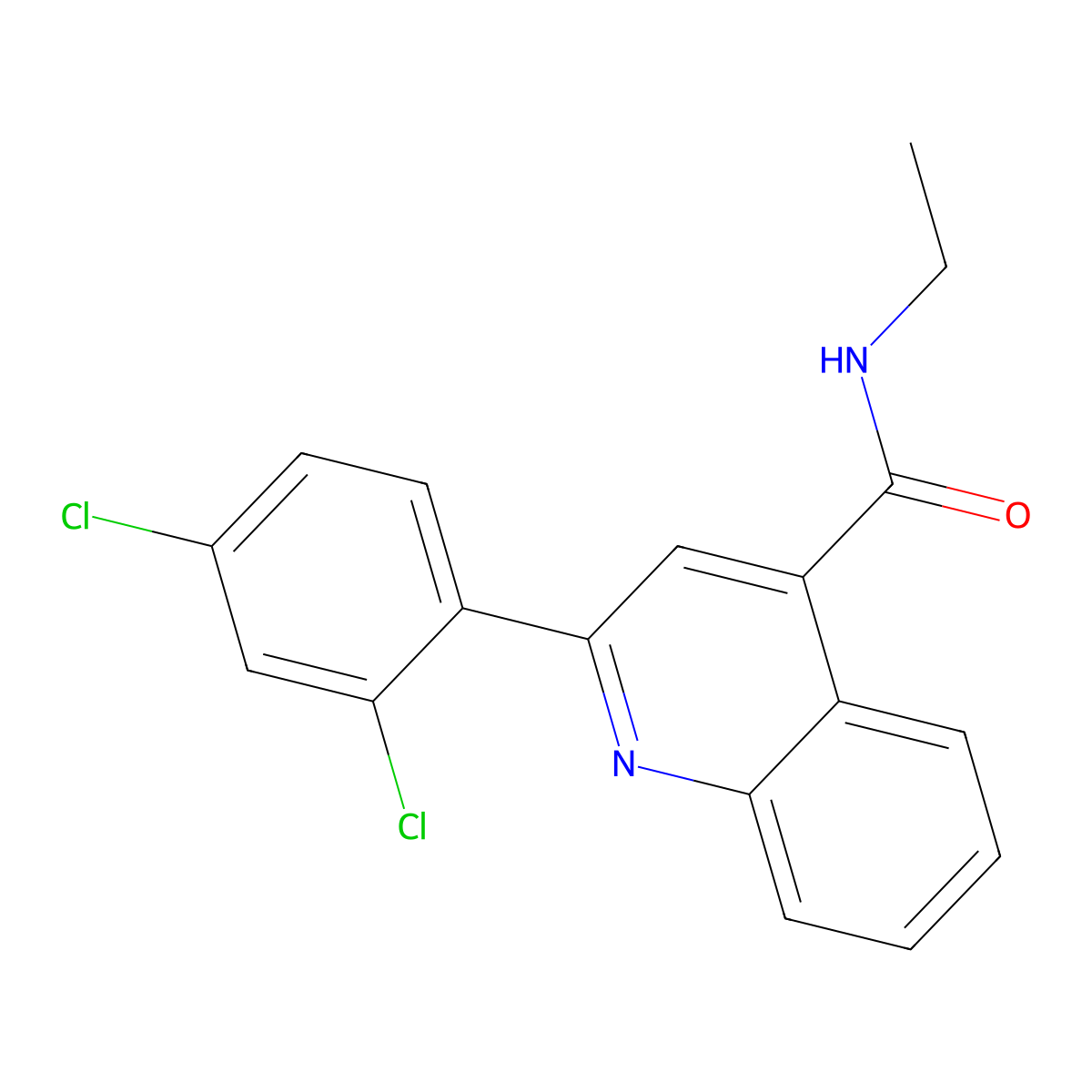 2-(2,4-dichlorophenyl)-N-ethyl-4-quinolinecarboxamide molecular structure, CAS 355002-13-0