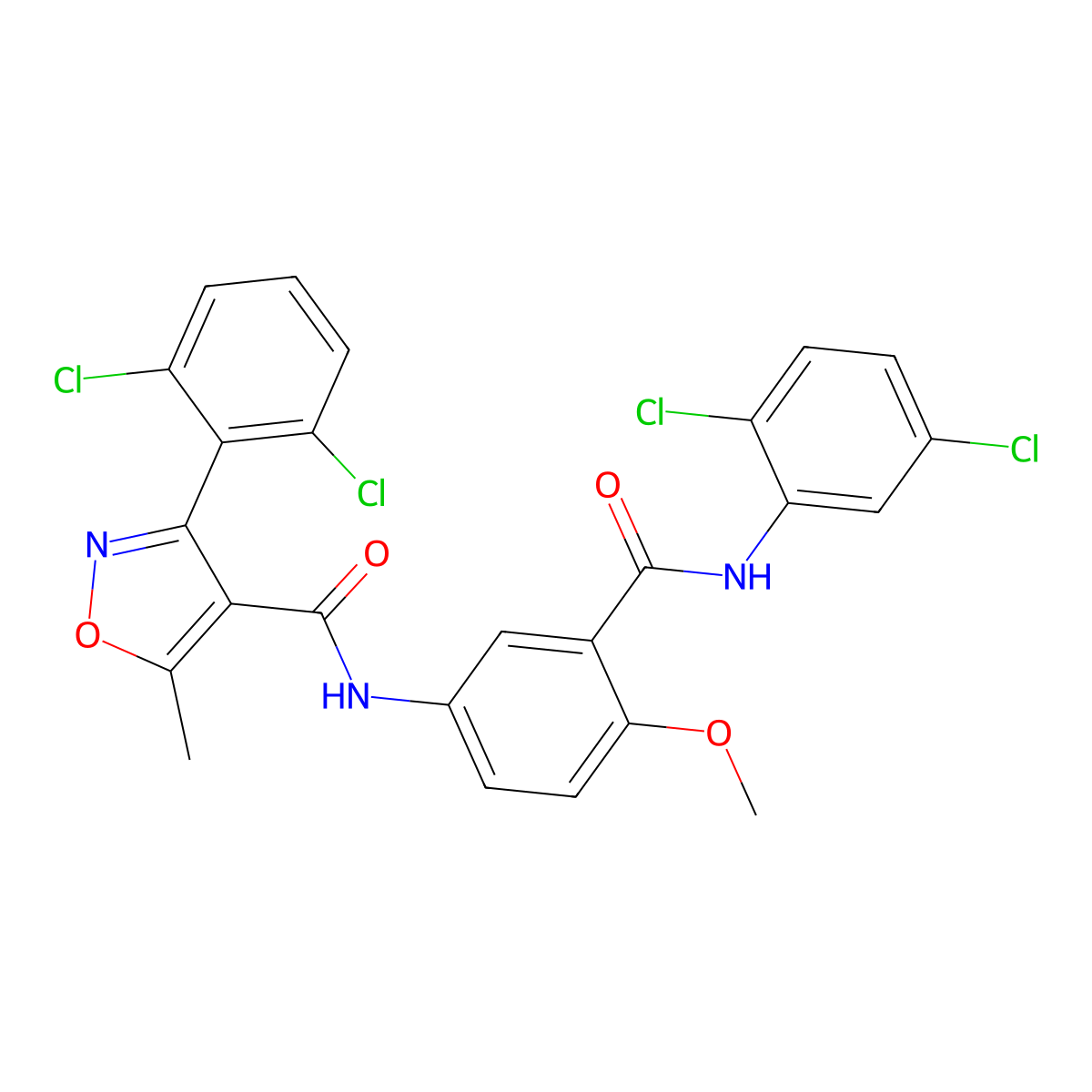 3-(2,6-dichlorophenyl)-N-[3-[(2,5-dichlorophenyl)carbamoyl]-4-methoxyphenyl]-5-methyl-1,2-oxazole-4-carboxamide molecular structure, CAS 355002-40-3
