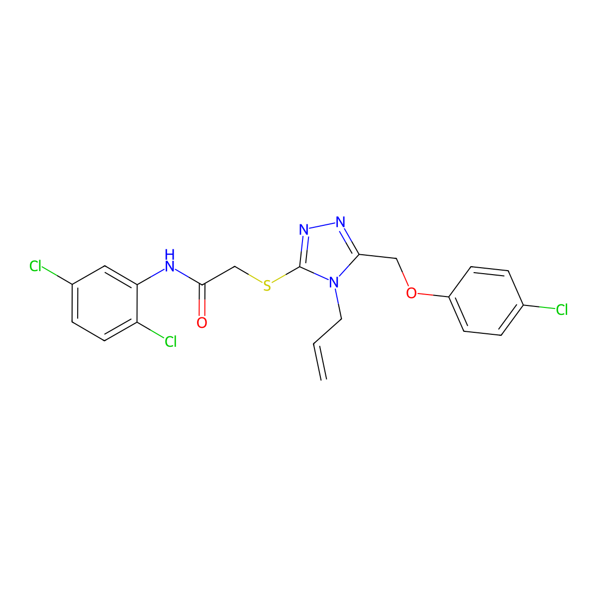 2-({4-allyl-5-[(4-chlorophenoxy)methyl]-4H-1,2,4-triazol-3-yl}sulfanyl)-N-(2,5-dichlorophenyl)acetamide molecular structure, CAS 355002-46-9