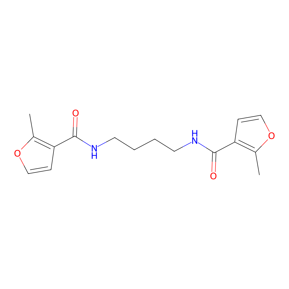 2-methyl-N-{4-[(2-methyl-3-furoyl)amino]butyl}-3-furamide molecular structure, CAS 355002-59-4