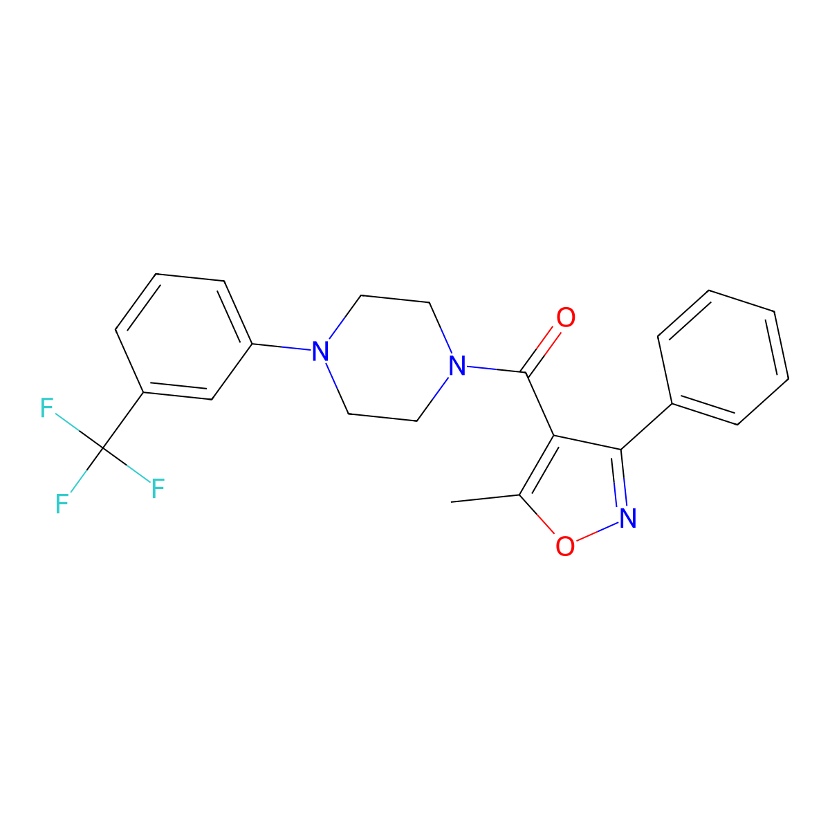1-[(5-Methyl-3-phenyl-4-isoxazolyl)carbonyl]-4-[3-(trifluoromethyl)phenyl]piperazine molecular structure, CAS 355003-62-2