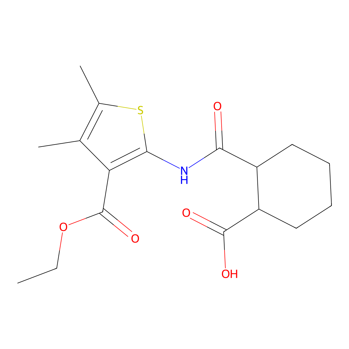 2-[(3-Ethoxycarbonyl-4,5-dimethylthiophen-2-yl)carbamoyl]cyclohexane-1-carboxylic acid molecular structure, CAS 355003-78-0