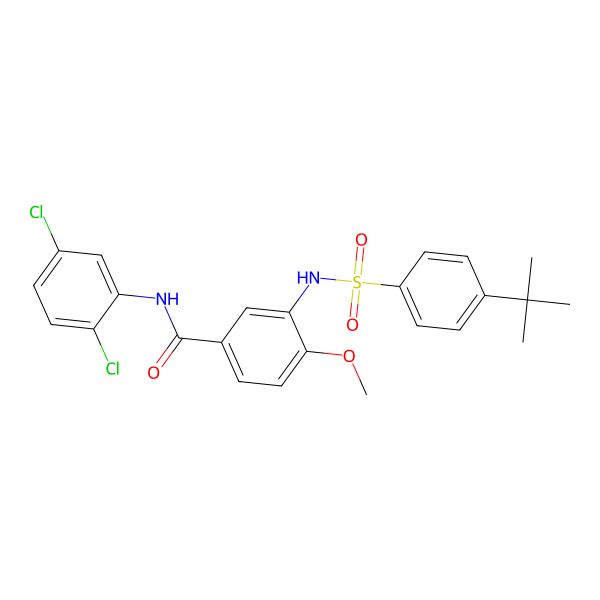 3-[(4-tert-butylphenyl)sulfonylamino]-N-(2,5-dichlorophenyl)-4-methoxybenzamide molecular structure, CAS 355004-05-6