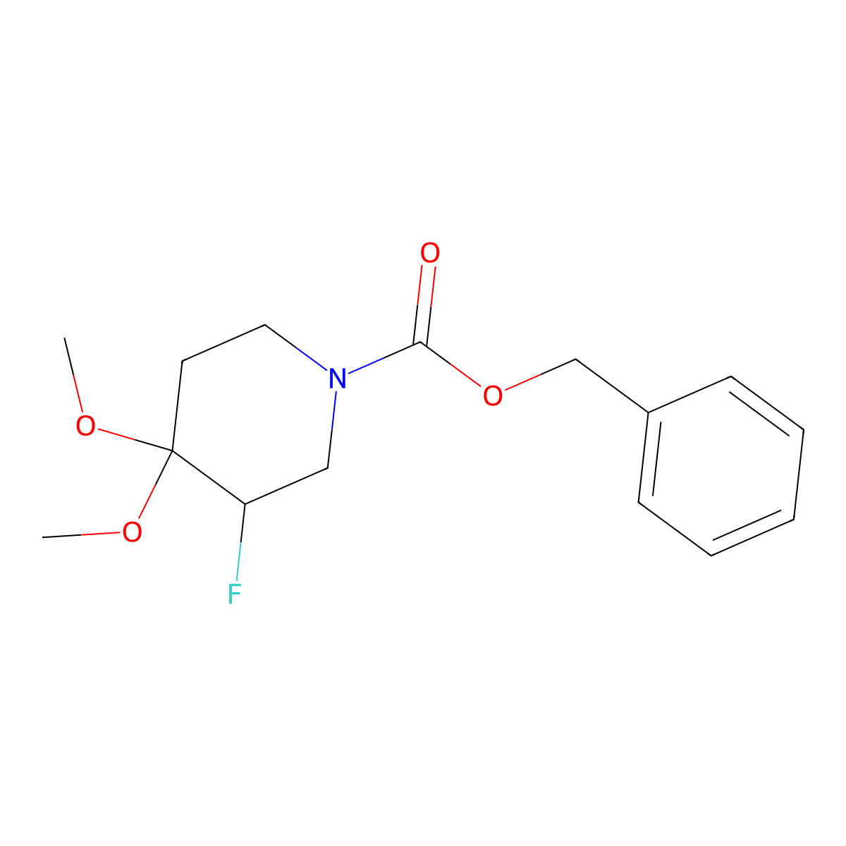 Benzyl 3-fluoro-4,4-dimethoxypiperidine-1-carboxylate molecular structure, CAS 355006-62-1