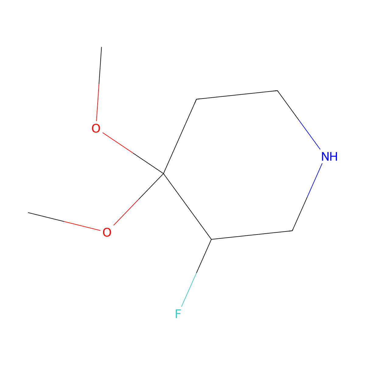 3-Fluoro-4,4-dimethoxypiperidine molecular structure, CAS 355006-64-3