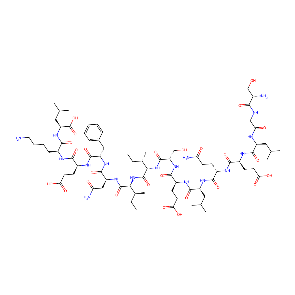 H-Ser-Gly-Leu-Glu-Gln-Leu-Glu-Ser-Ile-Ile-Asn-Phe-Glu-Lys-Leu-OH molecular structure, CAS 355012-70-3