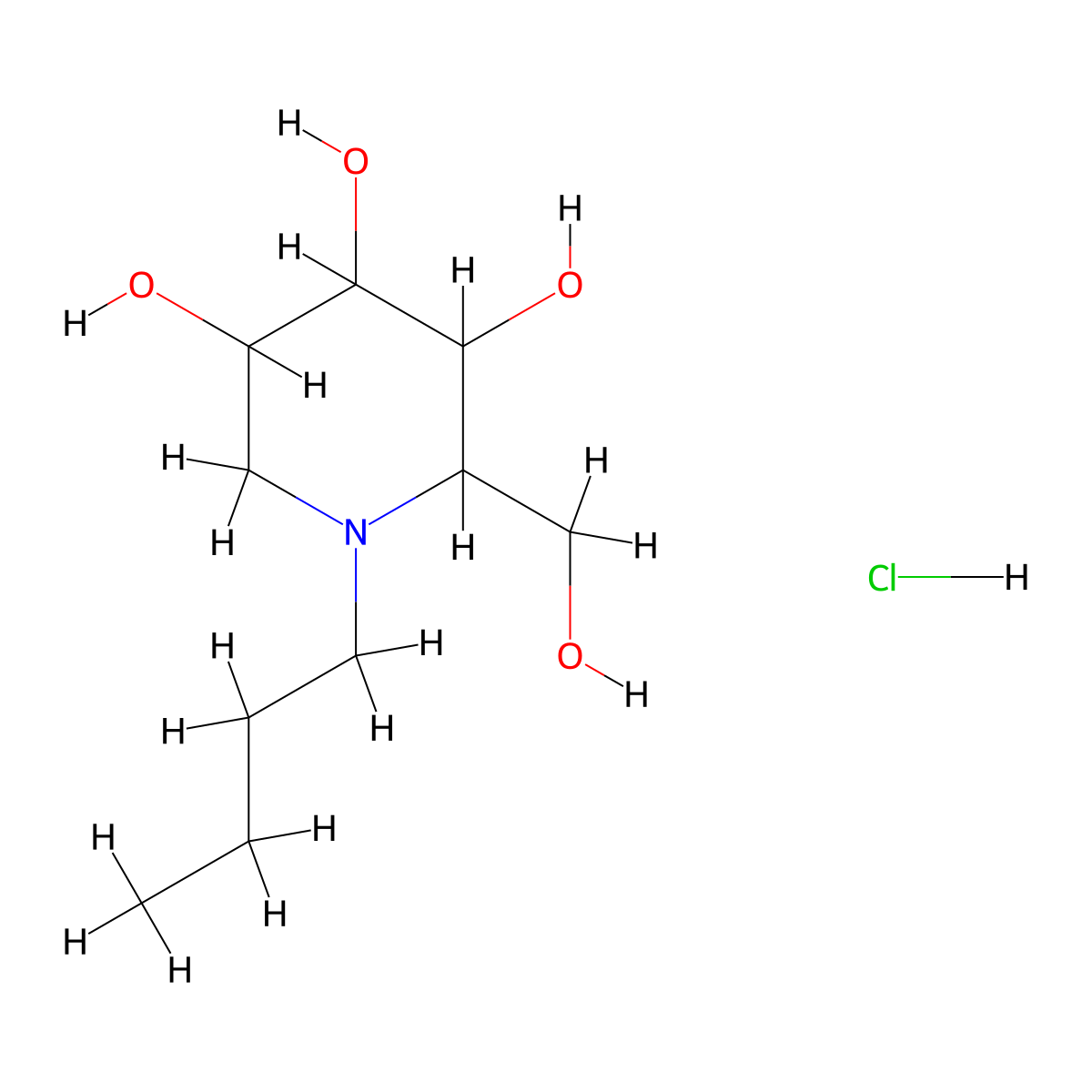 N-ButyldeoxymannojirimycinHCl molecular structure, CAS 355012-88-3