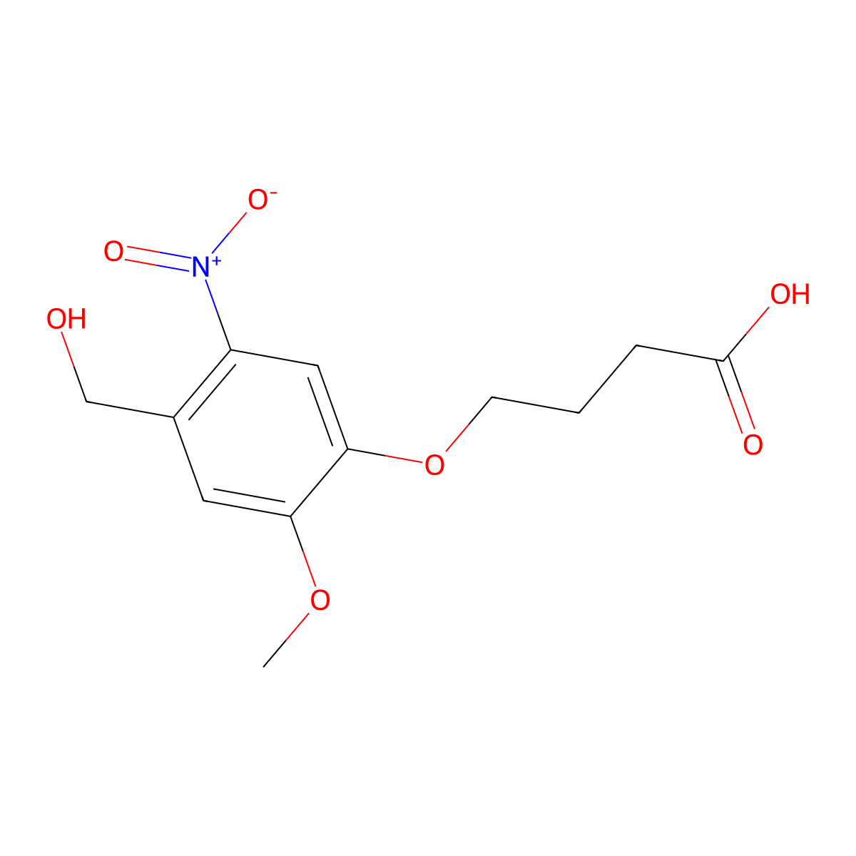 4-[4-(Hydroxymethyl)-2-methoxy-5-nitrophenoxy]butanoic acid molecular structure, CAS 355017-64-0